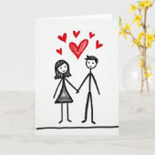 Carte de stick figure d'amour romantique (Fleur jaune)