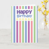 Carte de stripey de joyeux anniversaire (Fleur jaune)