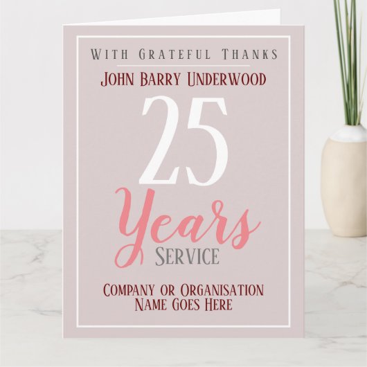 Carte de style certificat d'attribution de service (Devant)