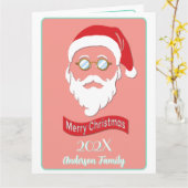 Carte de style Hipster père Noël (Fleur jaune)