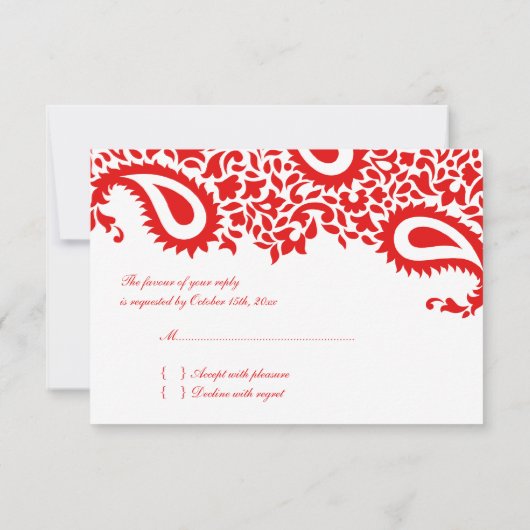 Carte de style indien Mariage RSVP (Dos)