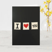 Carte de style timbre « Je t'aime » (Fleur jaune)