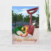 Carte de style tropical d'anniversaire de sable et (Devant)
