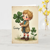 Carte de style vintage Clover Boy (Fleur jaune)