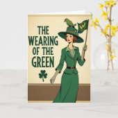 Carte de style vintage vert (Fleur jaune)