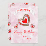 Carte de Stylish Hearts<br><div class="desc">Stylish Hearts Love Happy Birthday Pink Card,  belle has beautiful elegant red and white hearts It veut faire wonderful for the person receiving the birthday card such as family and friends. Personalize it with your information.</div>
