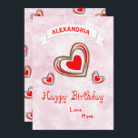 Carte de Stylish Hearts<br><div class="desc">Stylish Hearts Love Happy Birthday Pink Card,  belle has beautiful elegant red and white hearts It veut faire wonderful for the person receiving the birthday card such as family and friends. Personalize it with your information.</div>