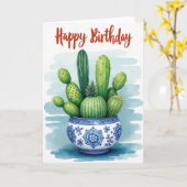 Carte de succulente à l'aquarelle joyeuse (Fleur jaune)