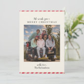 Carte de Sucre de canne de Noël simple rouge blanc (Debout devant)