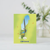 Carte de Suède illustrée affiche de voyage. (Debout devant)