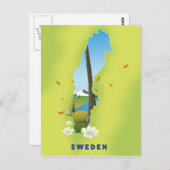 Carte de Suède illustrée affiche de voyage. (Devant / Derrière)