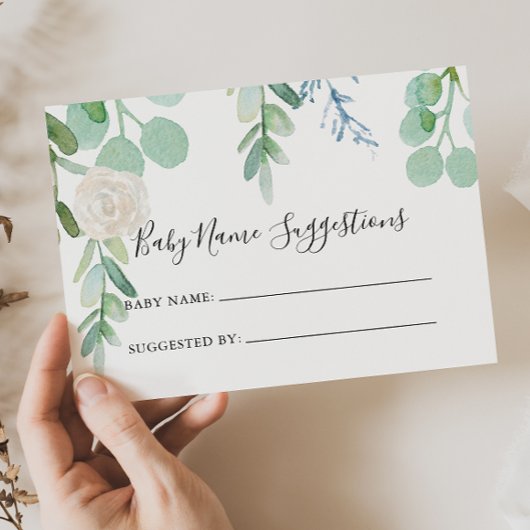 Carte de suggestion pour le nom de bébé floral tro