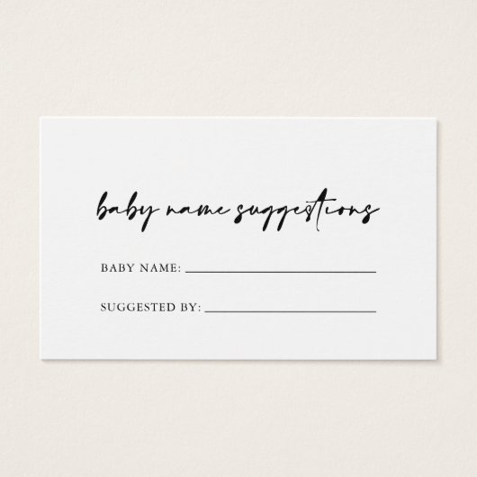 Carte de suggestions pour le nom de bébé moderne é (Devant)