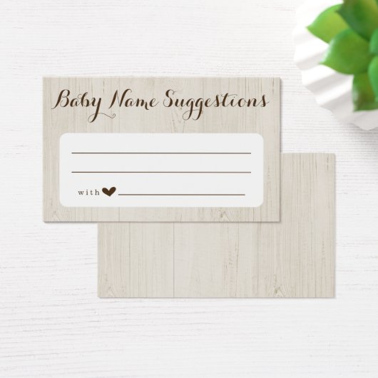 Carte de suggestions pour le nom du bébé rustique  (Bureau)