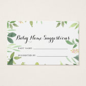 Carte de suggestions pour le nom du bébé végétal (Devant)