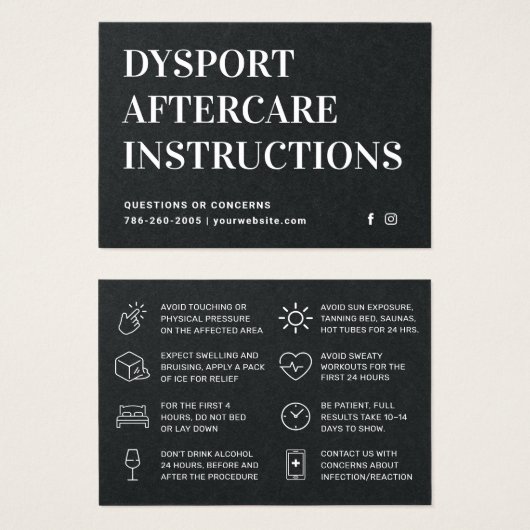 Carte de suivi de traitement DYSPORT Injection Pre (Devant & derrière)