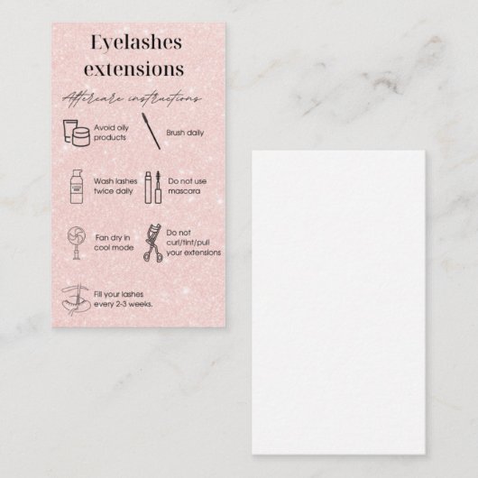Carte de suivi Eyelash extensions (Devant / Derrière)
