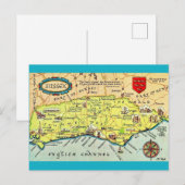 Carte de Sussex Angleterre illustrée de manière co (Devant / Derrière)