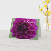 Carte de sympathie avec gros plan de dahlia violet (Fleur jaune)