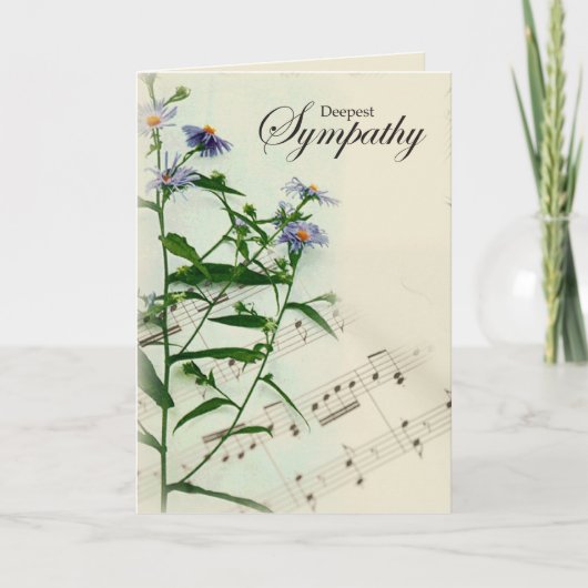 Carte de sympathie avec la musique et les fleurs (Devant)