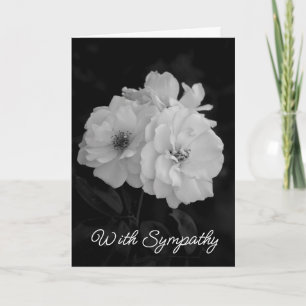 Carte de Sympathie blanche et noire Roses blanches