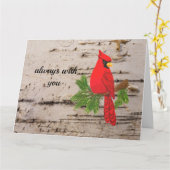 Carte de sympathie, cardinal rouge, carte réfléchi (Fleur jaune)