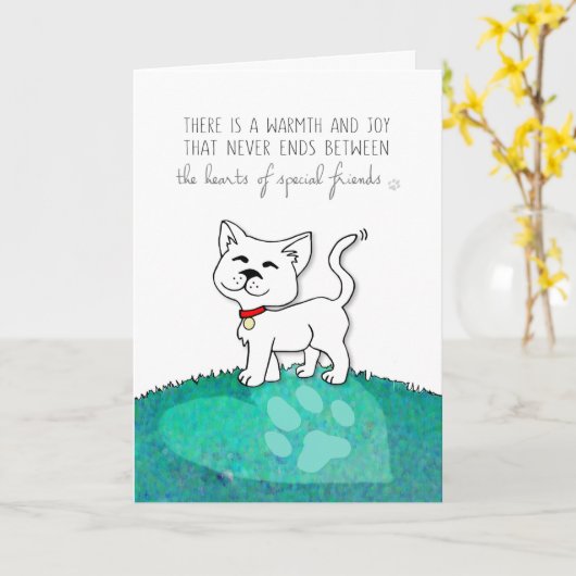 Carte de Sympathie Chat - Les Coeurs des amis spéc (Fleur jaune)