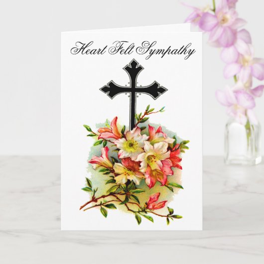 Carte de Sympathie croix de Fleur Noire 17 (Orchidée)