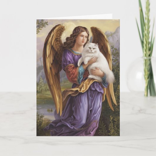 Carte de sympathie d'ange de chat persan blanc (Devant)