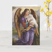 Carte de sympathie d'ange de chat persan blanc (Fleur jaune)
