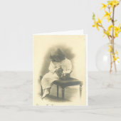 Carte de sympathie de chat avec la fille (Fleur jaune)