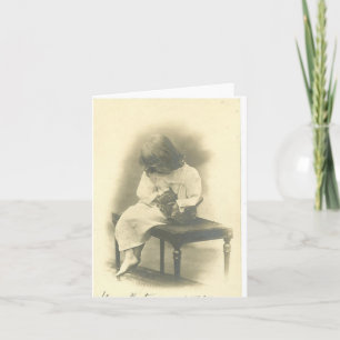 Carte de sympathie de chat avec la fille