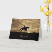 Carte de sympathie de cheval de dressage, nom fait (Fleur jaune)