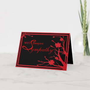 Carte de sympathie de design floral simple rouge n