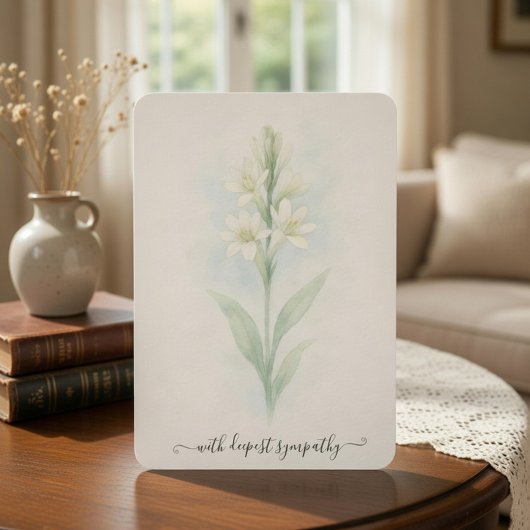Carte de Sympathie de Tuberose Aquarelle