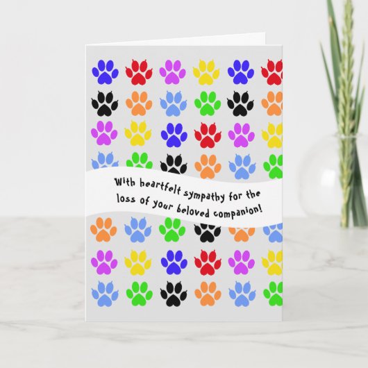 Carte de sympathie Empreinte de patte de chien et  (Devant)