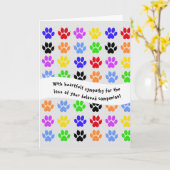 Carte de sympathie Empreinte de patte de chien et  (Fleur jaune)