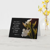 Carte de sympathie, Fleurs blanches, verset bibliq (Fleur jaune)