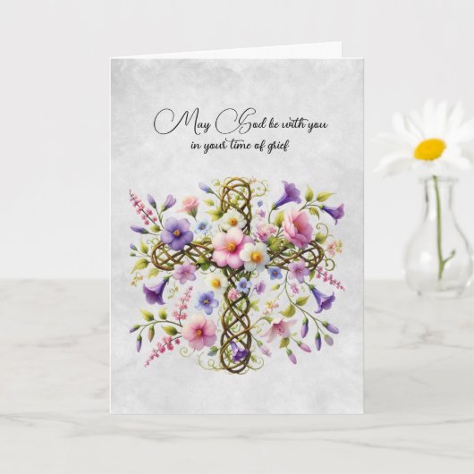 Carte de Sympathie Florale de couleur rose et viol (Petite plante)