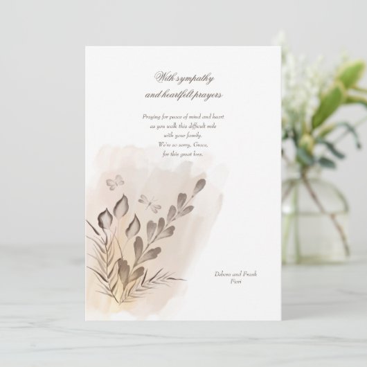 Carte de Sympathie Florale Peinte à la main rustiq (Debout devant)