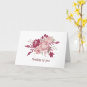 Carte de Sympathie Florale rose et bordeaux (Fleur jaune)