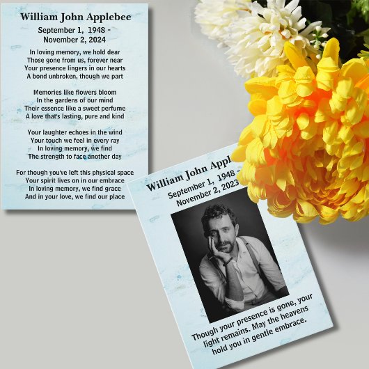 Carte de sympathie funéraire personnalisée avec ph