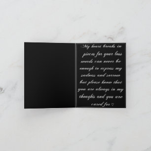 Carte de Sympathie Noire avec Fleur et Papillons