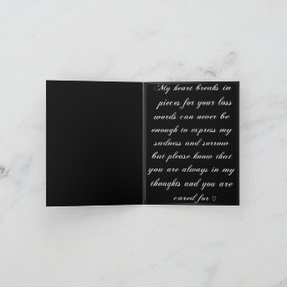 Carte de Sympathie Noire avec Fleur et Papillons