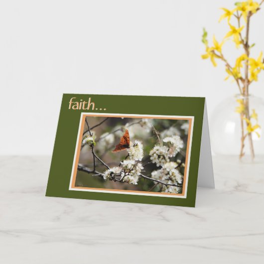 Carte de sympathie : Papillon avec verset sur la c (Fleur jaune)