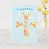 Carte de sympathie Penser à vous / Croix grecque (Fleur jaune)