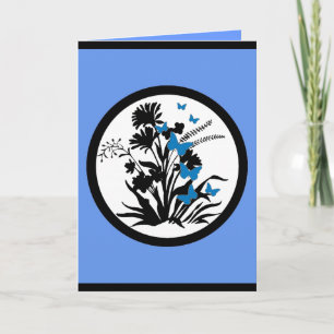 Carte de sympathie Personnalisable bleu noir fleur