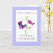 Carte de sympathie personnalisable - pois doux (Fleur jaune)