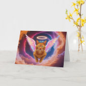 Carte de sympathie pour ange chat tigré orange (Fleur jaune)