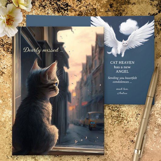 Carte de Sympathie pour chat Ange Manquant Dearly